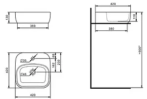 Раковина Santek Одри 42 Soft белый 1WH501709 Раковина Santek Одри 42 Soft белый 1WH501709, 2
