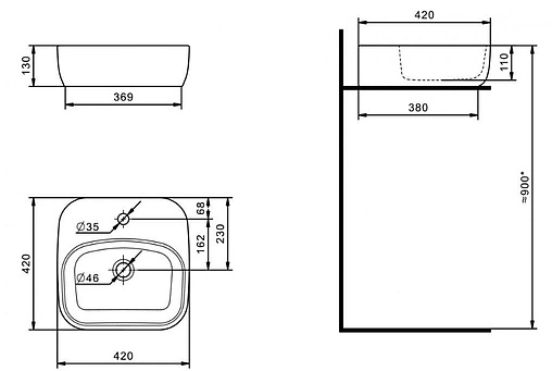Раковина Santek Одри 42 Soft белый 1WH501709 Раковина Santek Одри 42 Soft белый 1WH501709