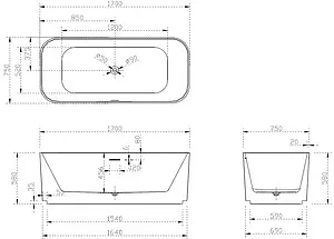 Ванна акриловая отдельностоящая Abber 170х75 AB9363-1.7 Ванна акриловая отдельностоящая Abber 170х75 AB9363-1.7, 2