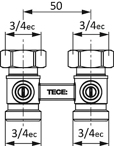 Узел нижнего подключения радиатора прямой ¾&quot;ек x ¾&quot;нг TECE 8740435, 2