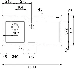 Мойка кухонная Franke Mythos MTK 651-100 L ваниль 124.0335.870 Мойка кухонная Franke Mythos MTK 651-100 L ваниль 124.0335.870, 2