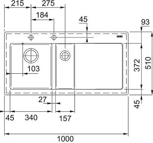 Мойка кухонная Franke Mythos MTK 651-100 L ваниль 124.0335.870
