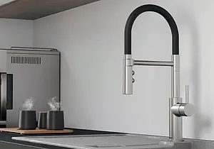 Смеситель для кухни с гибким изливом Blanco Catris-S нержавеющая сталь/чёрный 525792, 3