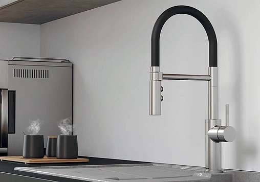 Смеситель для кухни с гибким изливом Blanco Catris-S нержавеющая сталь/чёрный 525792