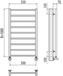 Полотенцесушитель водяной лесенка Terminus Контур П9 500х1000 полированная сталь 4670078529688, 2