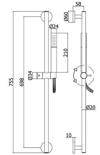 Душевая стойка Paffoni Life чёрный матовый ZSAL135NO