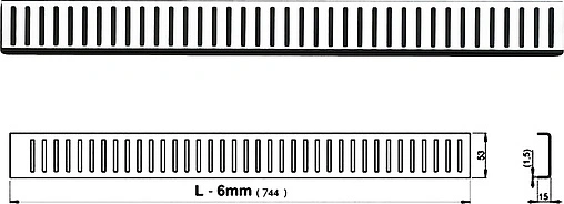 Решетка для лотка 744мм AlcaPlast Pure-750L
