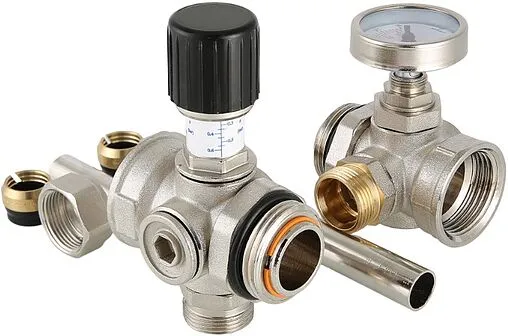 Байпас проходной с перепускным клапаном и термометром (0-80°С) 1&quot;в x 1&quot;н Valtec VT.0667T.0.0