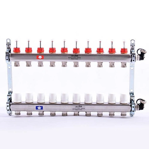 Группа коллекторная с расходомерами 10 отводов 1&quot;в/в x ¾&quot;ек Uni-fitt 450I4310