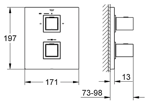 Термостат для 2 потребителей Grohe Grohtherm Cube хром 19958000