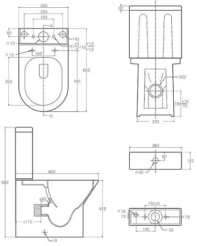 Унитаз-компакт безободковый Hansmann keramik Compact белый УНИ0004