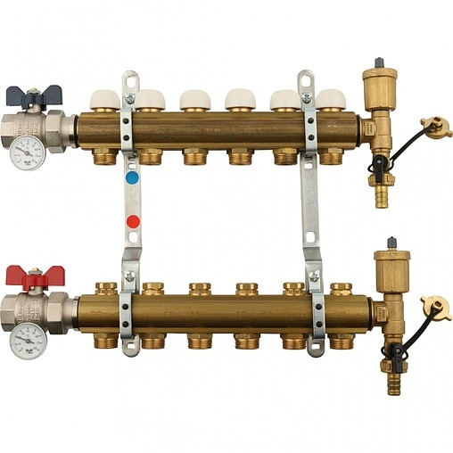 Группа коллекторная без расходомеров 6 отводов 1&quot;в/в x ¾&quot;ек Tiemme 3870007