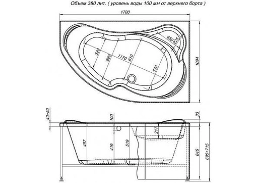 Панель для ванны фронтальная правая Aquanet Capri 170 R белый 00155532