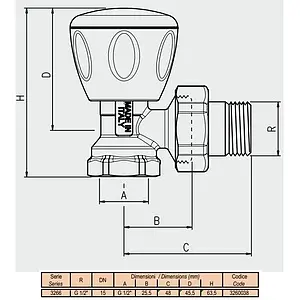 Вентиль регулирующий угловой ½&quot; в/н Tiemme 3260038, 2