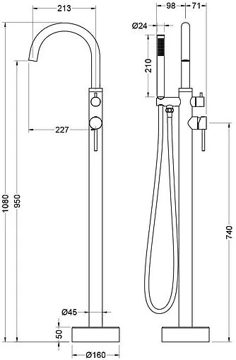Смеситель для ванны напольный Aquatek Европа хром AQ1345CR