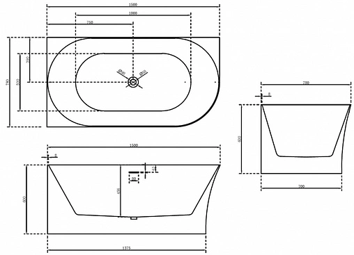 Ванна акриловая Abber 150x78 L AB9258-1.5 L