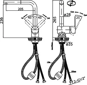 Смеситель для кухни с выдвижным изливом BelBagno Tanaro хром TAN-LADM-CRM, 4