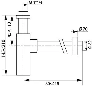 Сифон бутылочный для раковины Wirquin Careis хром 31650001 Сифон бутылочный для раковины Wirquin Careis хром 31650001, 2
