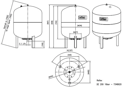 Гидроаккумулятор Reflex DE 200л 16 бар 7348620