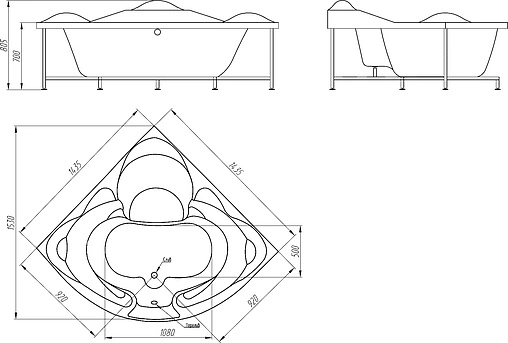Ванна акриловая BellRado Гранд-Люкс 145x145 BR7011006-00