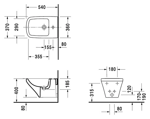 Биде подвесное Duravit DuraStyle белый 2282150000