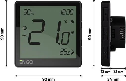 Проводной комнатный терморегулятор ZigBee ENGO черный EONE-230B