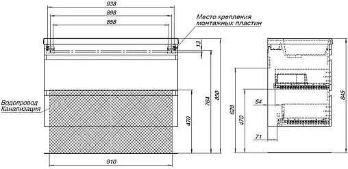 Тумба под умывальник подвесная Aquanet Нота New 100 белый глянец 00335420