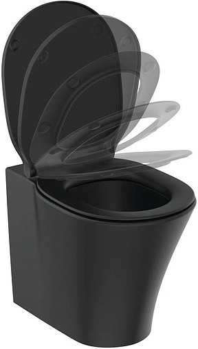 Унитаз приставной безободковый Ideal Standard Connect Air AquaBlade Silk Black черный матовый E0042V3