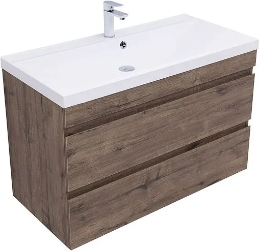 Тумба под умывальник подвесная Aquanet Нота New 100 дуб веллингтон/табак 00334194