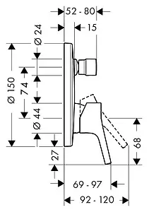 Смеситель для ванны скрытого монтажа Hansgrohe Talis S хром 72405000, 2