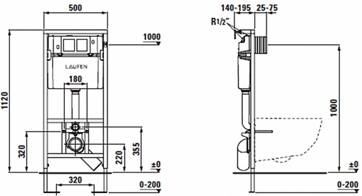 Инсталляция для подвесного унитаза Laufen LIS CW2 8.9466.1.000.000.1
