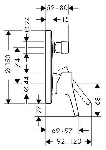 Смеситель для ванны скрытого монтажа Hansgrohe Talis S хром 72405000