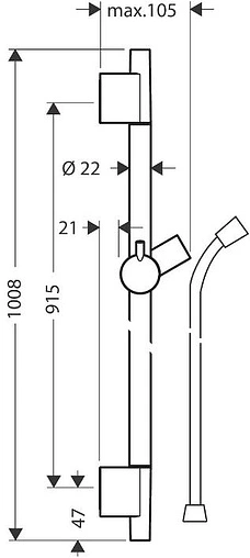 Душевая штанга Hansgrohe Unica S Puro 90 шлифованная бронза 28631140