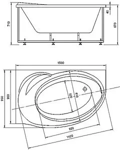 Ванна акриловая Aquatek Бетта 150x95 L с фронтальной панелью с каркасом (разборный) BET150-0000067, 2