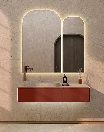 Тумба под умывальник подвесная Kerama Marazzi Magica 120 венецианский красный матовый MA.120.2\VR.M