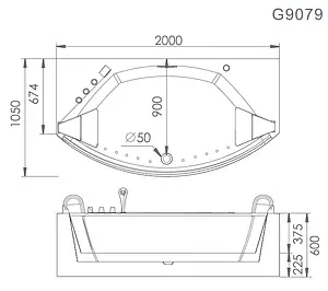 Ванна акриловая Gemy 200x105 G9079 O, 2