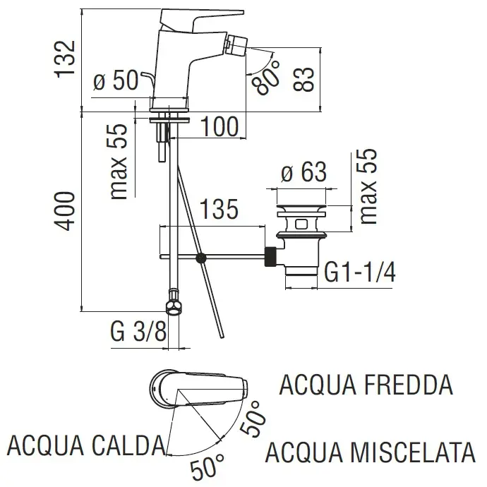 Смеситель для биде Nobili Nobi хром NB84119/1CR Смеситель для биде Nobili Nobi хром NB84119/1CR, 2