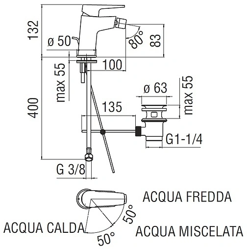 Смеситель для биде Nobili Nobi хром NB84119/1CR