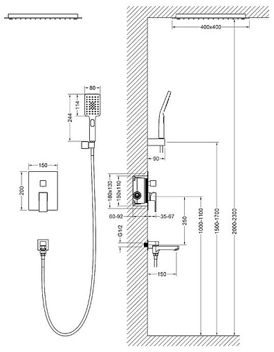 Душевая система со смесителем для ванны Timo Selene черный матовый SX-2039/03SM