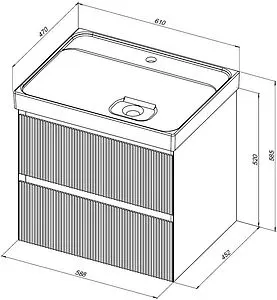 Тумба-умывальник подвесная Aquanet Альтера 60 белый матовый 00337154+00333266, 2