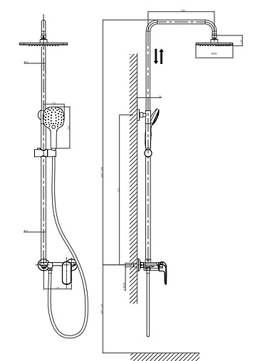 Душевая система со смесителем для ванны D&K Venice.Gondola хром DA1023701B14