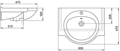 Раковина Santeri Сатурн 60 белый 1.3121.1.S00.11B.0 Раковина Santeri Сатурн 60 белый 1.3121.1.S00.11B.0