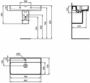 Раковина Ideal Standard Strada II 80 белый T300101 Раковина Ideal Standard Strada II 80 белый T300101, 2