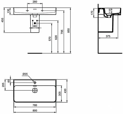 Раковина Ideal Standard Strada II 80 белый T300101
