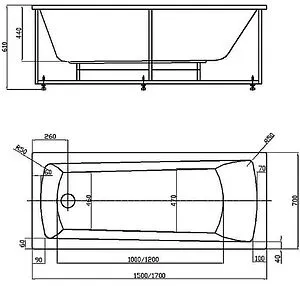 Ванна акриловая Aquatek Либра New 150x70 с каркасом (разборный) LIB150N-0000008, 2