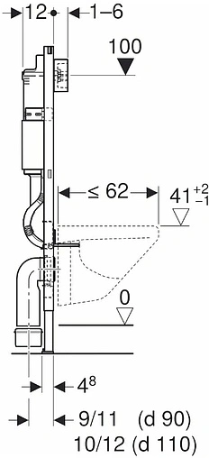 Комплект 6 в 1 Geberit Acanto 500.128.21.A с кнопкой Delta 51 хром глянцевый