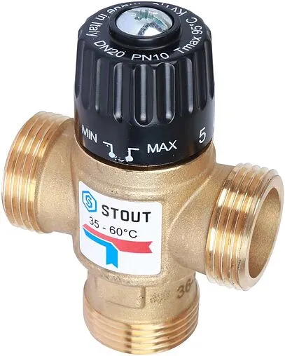 Трехходовой термостатический смесительный клапан 1&quot; +35...+60°С Kvs 1.6 Stout SVM-0120-166025