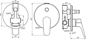 Смеситель для ванны скрытого монтажа Damixa Jupiter хром 777100000 Смеситель для ванны скрытого монтажа Damixa Jupiter хром 777100000, 2