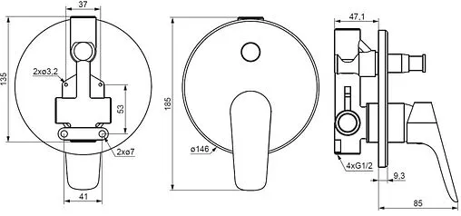 Смеситель для ванны скрытого монтажа Damixa Jupiter хром 777100000 Смеситель для ванны скрытого монтажа Damixa Jupiter хром 777100000