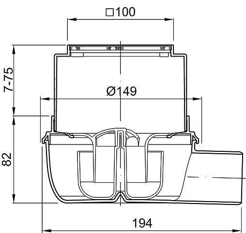 Трап горизонтальный Set ACO Easyflow 100x100мм 2505.05.77 Трап горизонтальный Set ACO Easyflow 100x100мм 2505.05.77